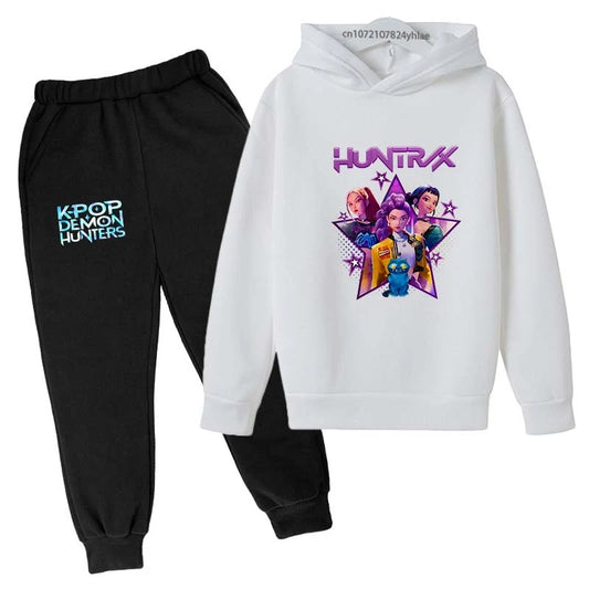 קפוצ'ון + מכנסיים מזדמנים עם הדפס מצויר