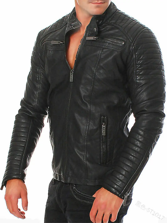Fashion Men Leather Coat Slimming Spring Autumn New Leisure Coat Motorcycle