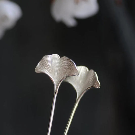 Designer original new in jewelry for women antique apricot leaf hairpin 925 silver