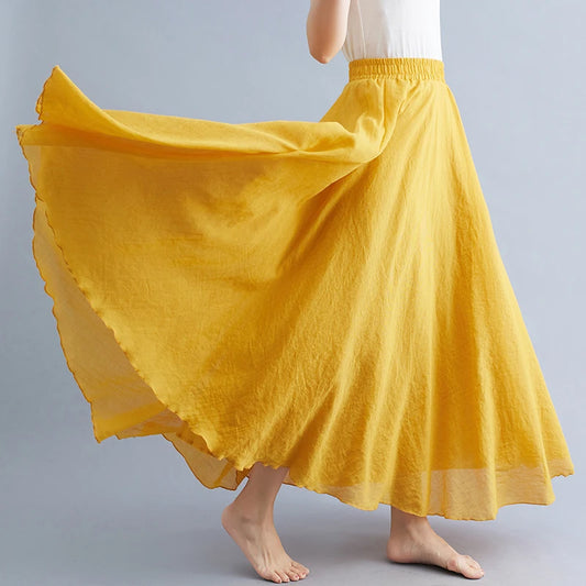 Boho Cotton Linen Long Skirt