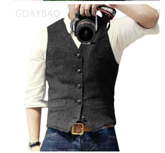 Sleeveless Men Vest Retro Waistcoat Men's Coats Man Coat Male