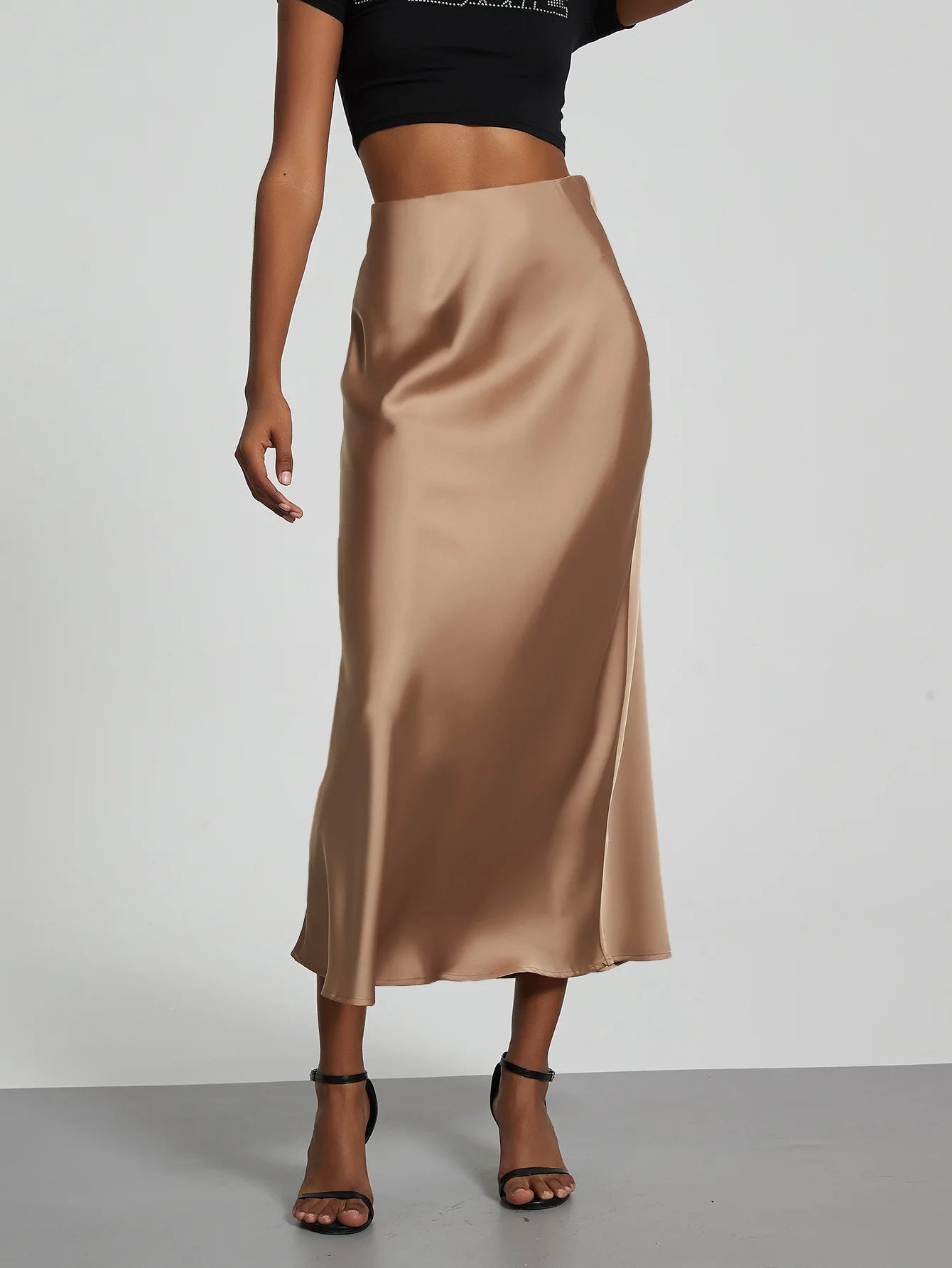 21 Colors Elegant High Waist Satin Long Skirts