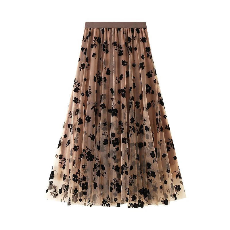 High Waist Tulle Midi Skirts