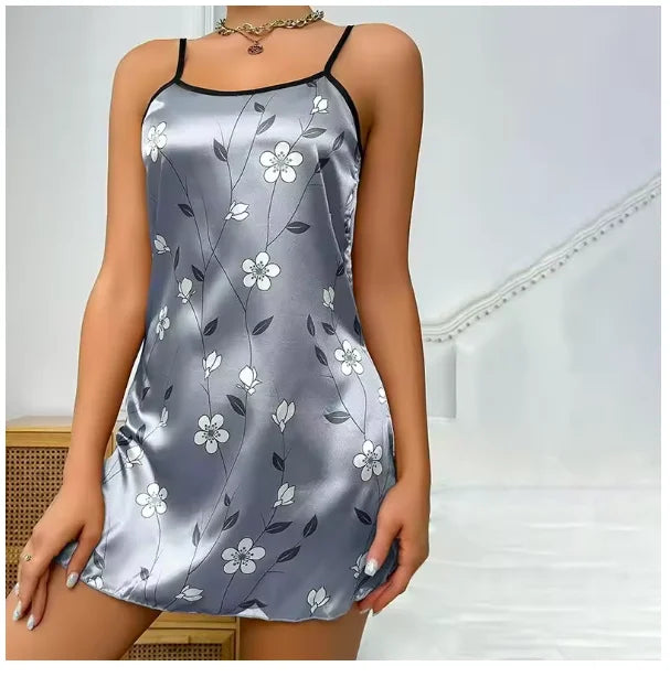 Women Nightwear Home Clothes Sexy Black Floral