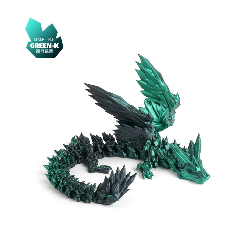 3D Printed Dragon Colorful Gem Dragon Figurines Movable Joint Rotatable