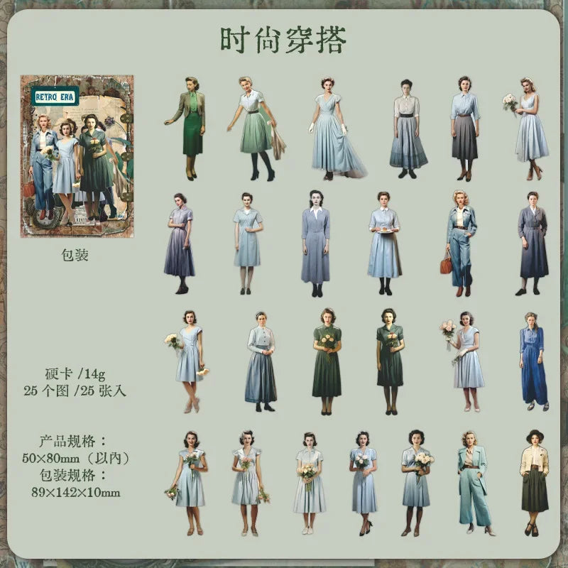 Mr. Paper, Retro Character Hard Card Stickers, Decorative Scrapbook Notebook