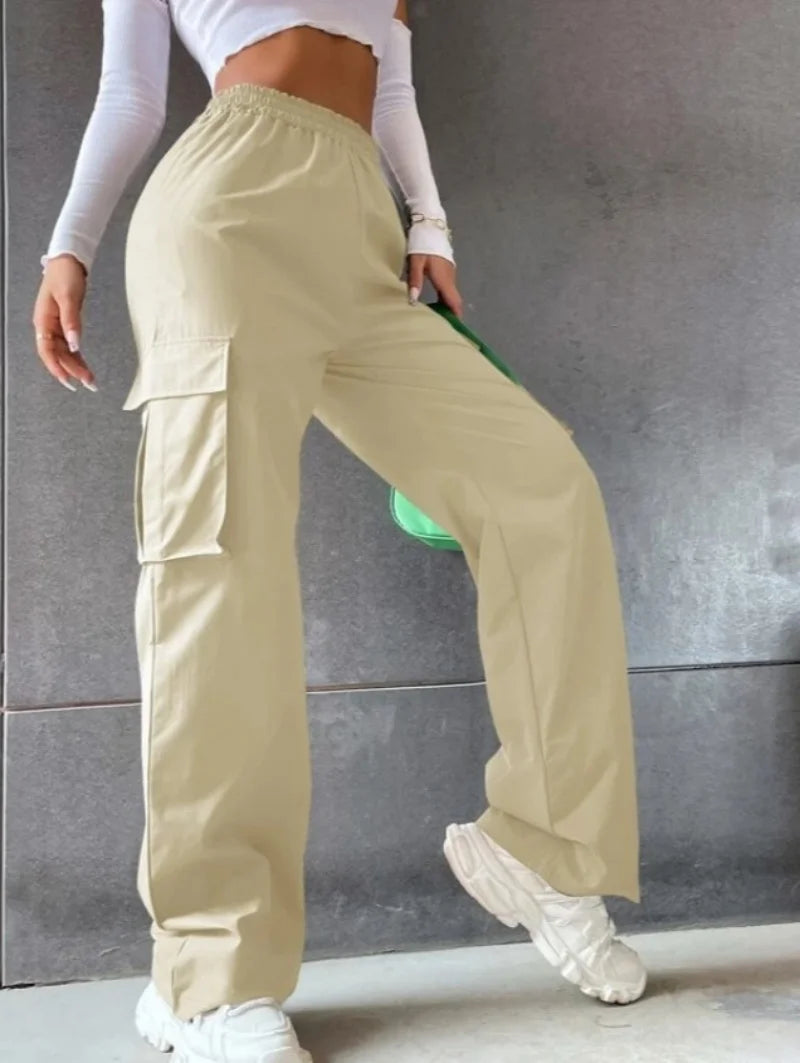 Elastic High Waist Elegant Oversized Trousers