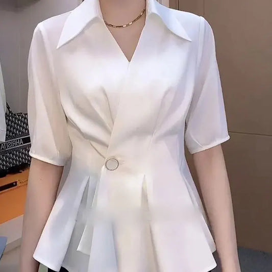 Summer Turn-down Collar Spliced Shirt