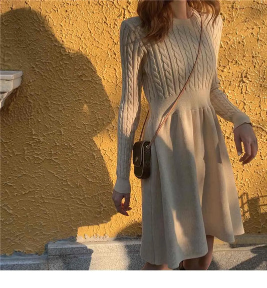 Knitted Dress for Women in Autumn Winter French Temperament