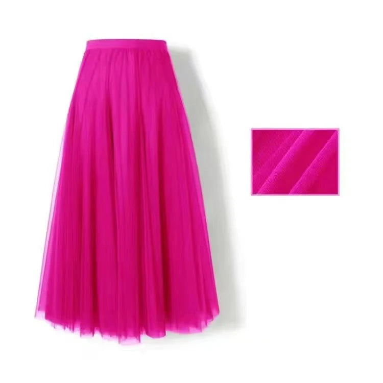High Waist Pleated Long Skirt