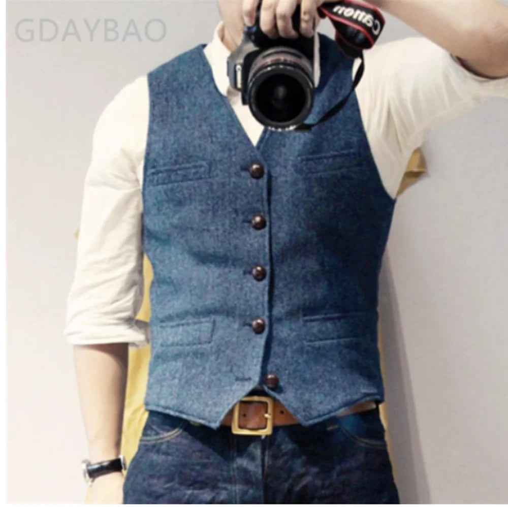 Sleeveless Men Vest Retro Waistcoat Men's Coats Man Coat Male