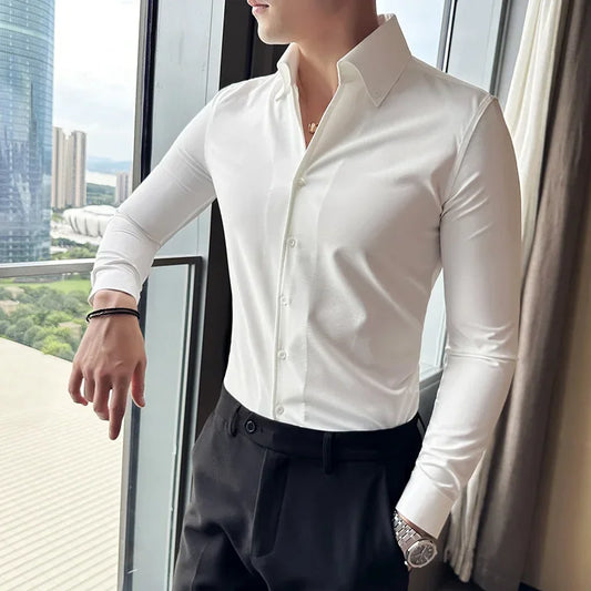 Autumn Long Sleeve Camisas Business Fashion Shirt Male Solid British Style