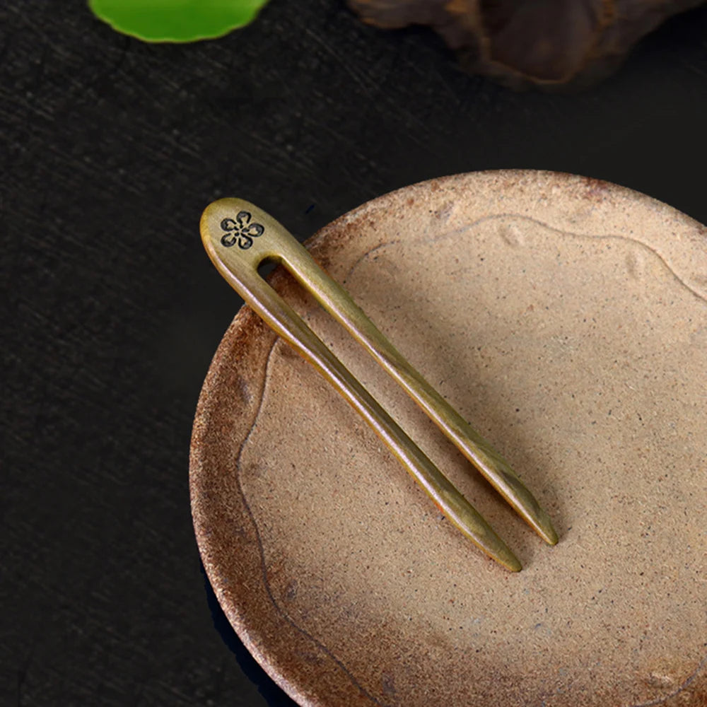 Women Hair Jewelry Accessories Wood Hand Carved Stick Hair Clips