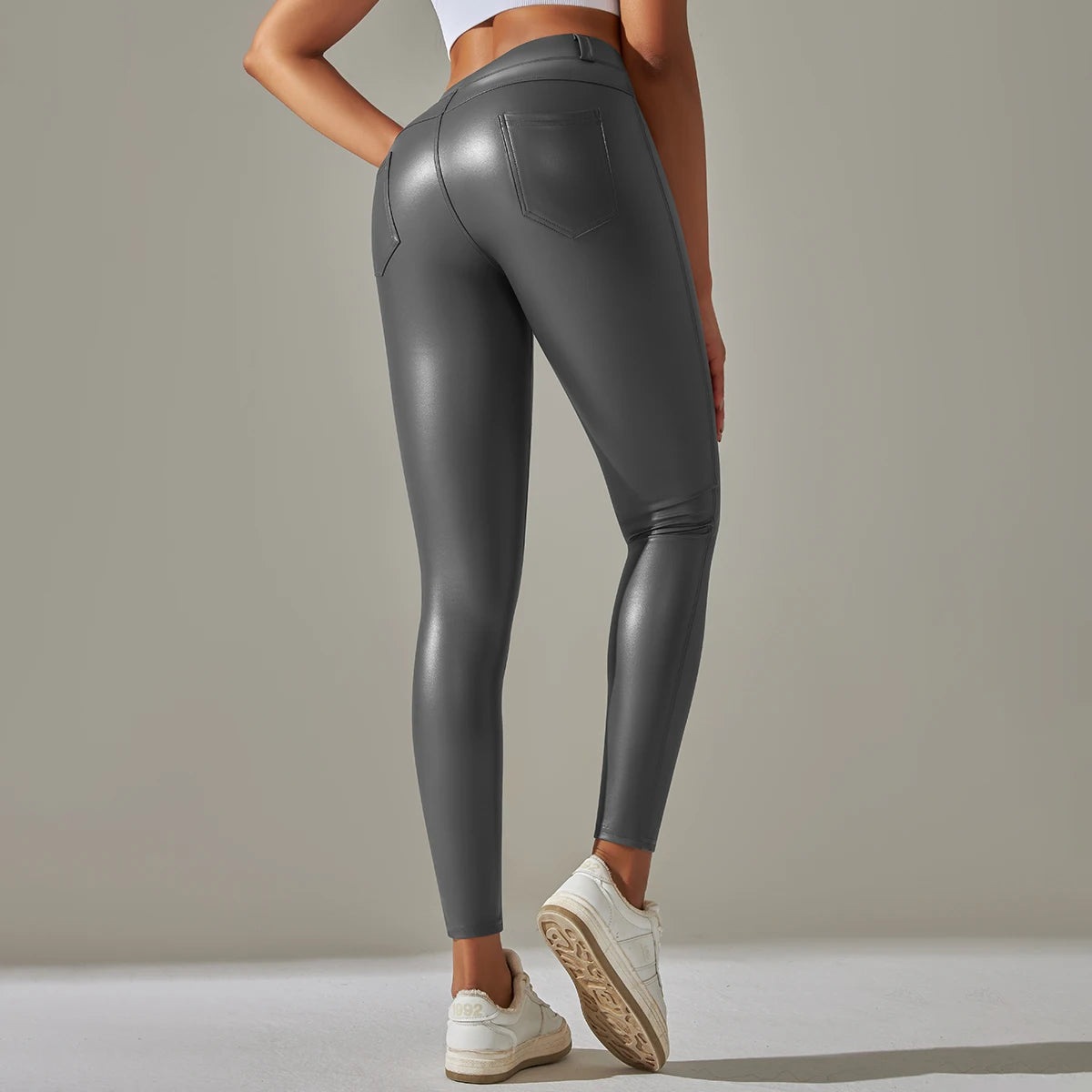 Faux Leather Pants High Waist Push Up Casual Leggings 6 Color