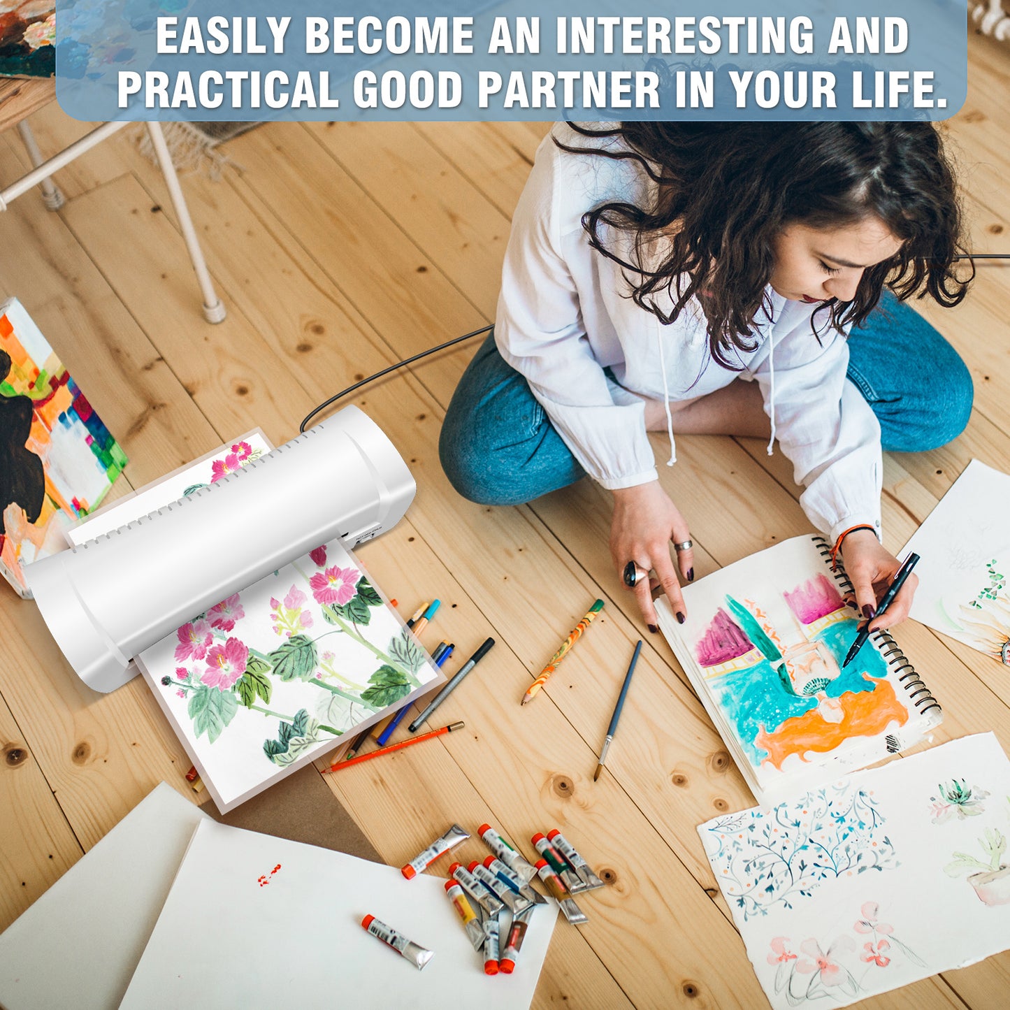 SL200 Desktop Laminator Machine Set A4 Size Hot and Cold Laminator