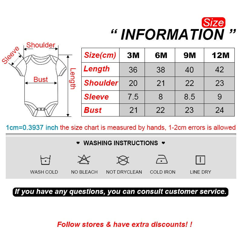 1/4Pcs Newborn Bodysuit Baby Short Sleeve  0-1Y