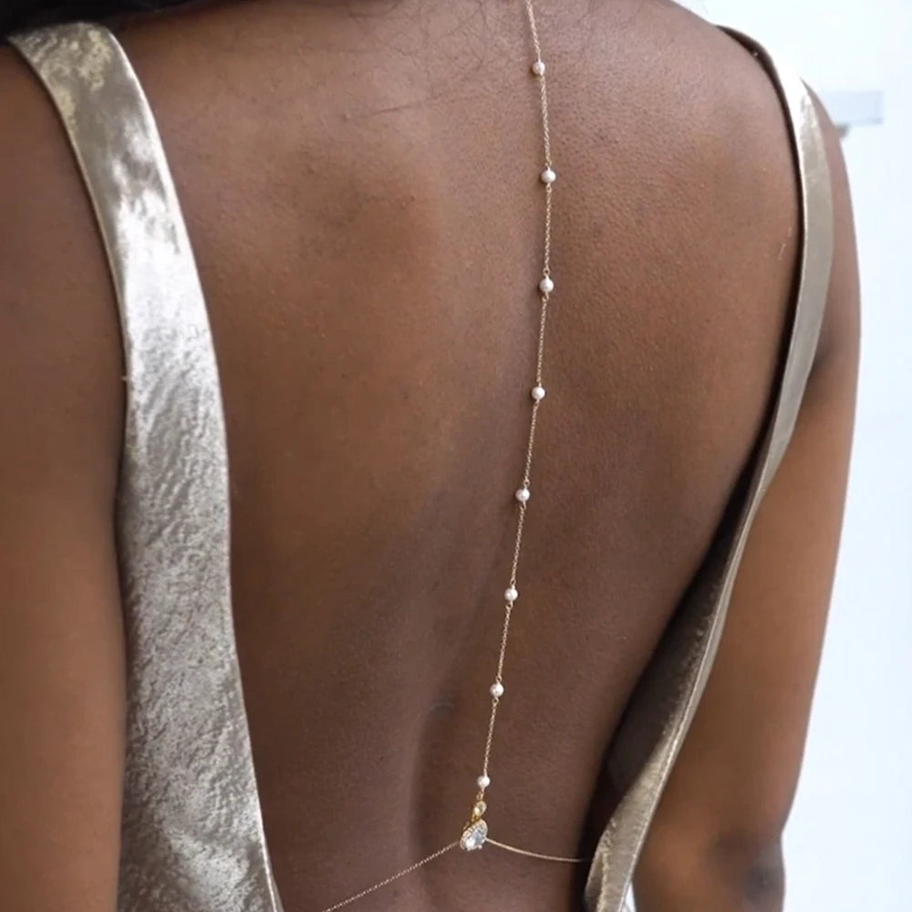 Fashion Bridal Back Chain Jewelry Pearl Underwear for Wedding