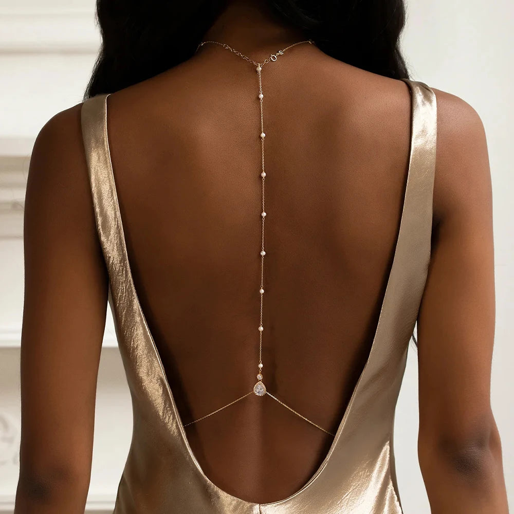 Fashion Bridal Back Chain Jewelry Pearl Underwear for Wedding