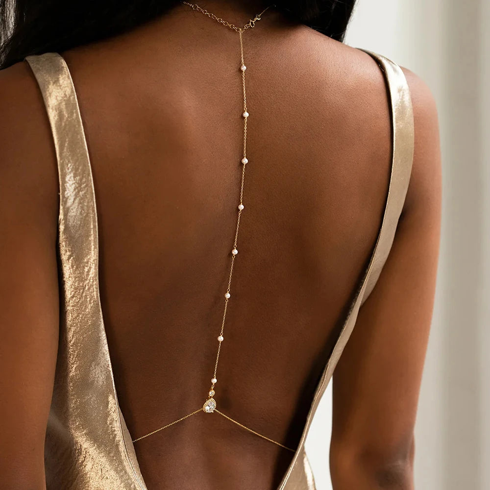 Fashion Bridal Back Chain Jewelry Pearl Underwear for Wedding