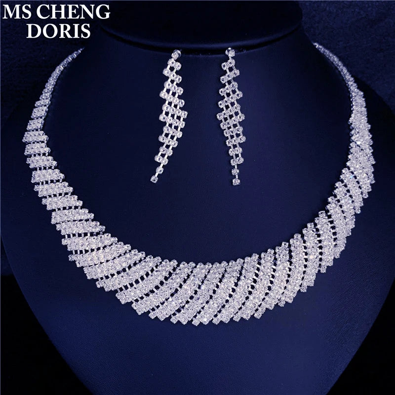 Fashion Wedding Bridal Jewelry Sets For Women Rhinestone Austrian Crystal