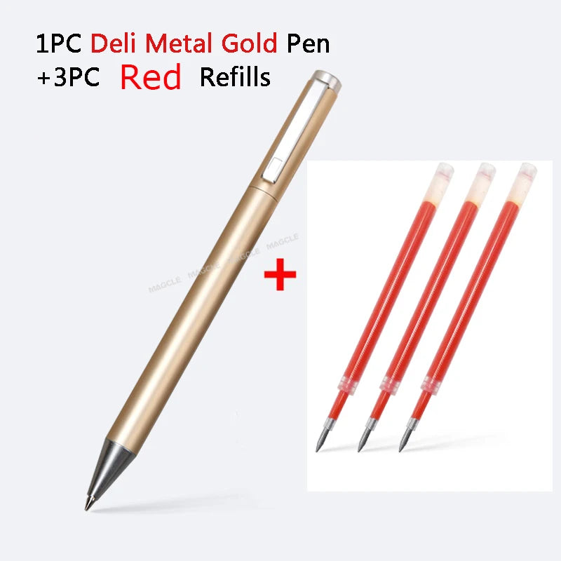Deli Metal Sign Pen Pens Gold / Silver Gel Pen 0.5mm Refils Gold Silver PREMEC