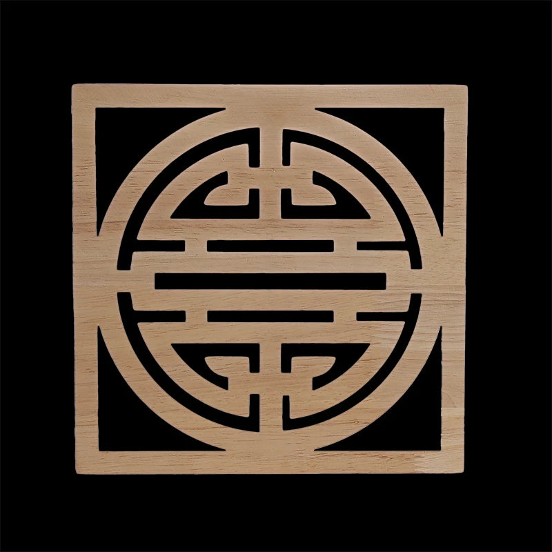 Unique Exquisite Natural Floral Wooden Carved Onlay Decal Figurines