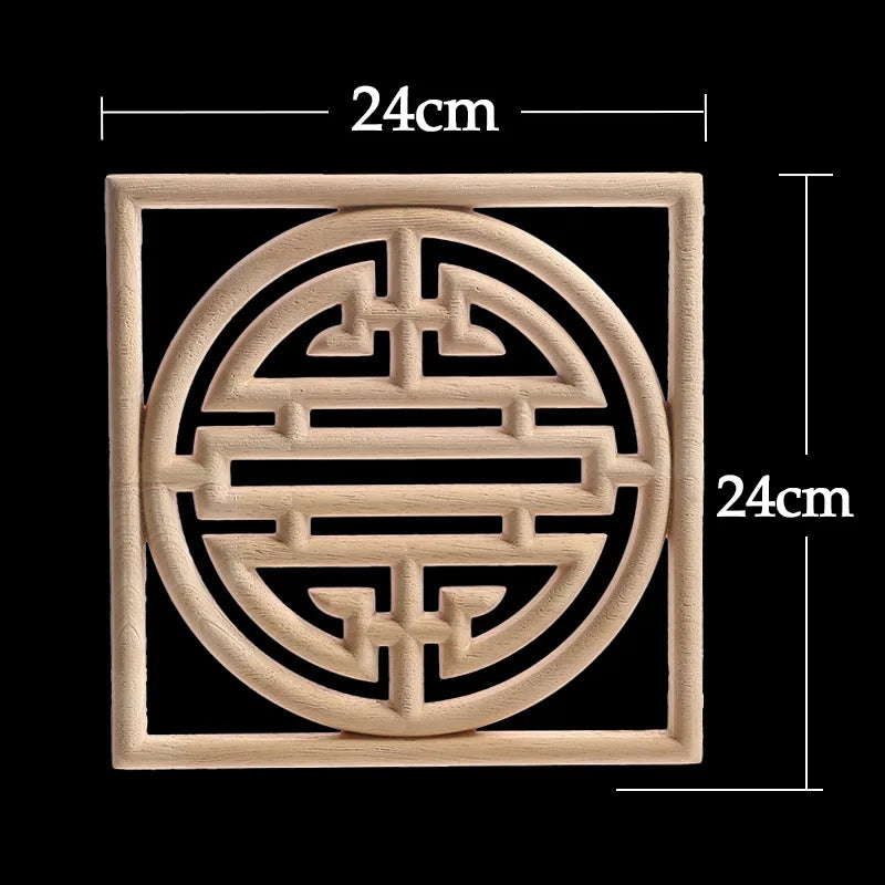 Unique Exquisite Natural Floral Wooden Carved Onlay Decal Figurines