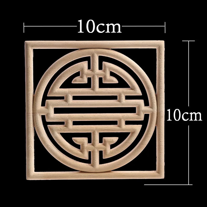 Unique Exquisite Natural Floral Wooden Carved Onlay Decal Figurines