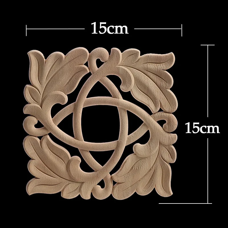 Unique Exquisite Natural Floral Wooden Carved Onlay Decal Figurines