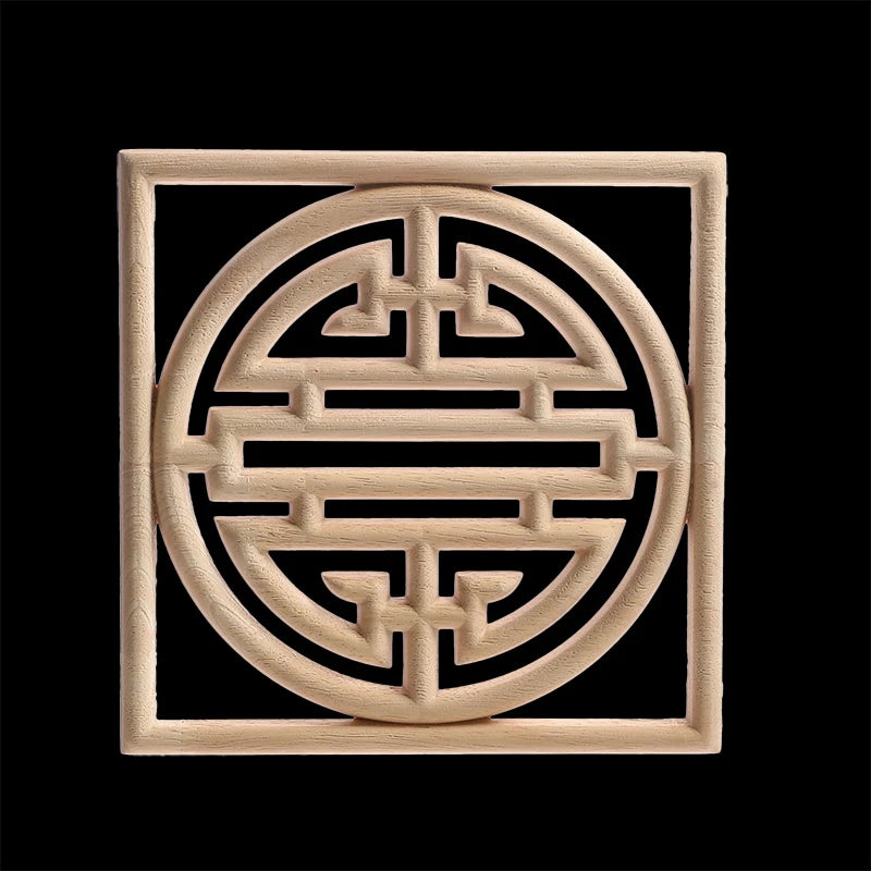 Unique Exquisite Natural Floral Wooden Carved Onlay Decal Figurines