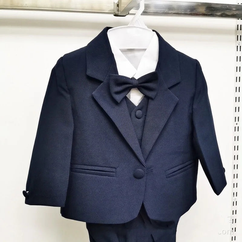 Baby Boy Formal Clothes Set Jacket+Shirt+Vest+Bowtie+Pant