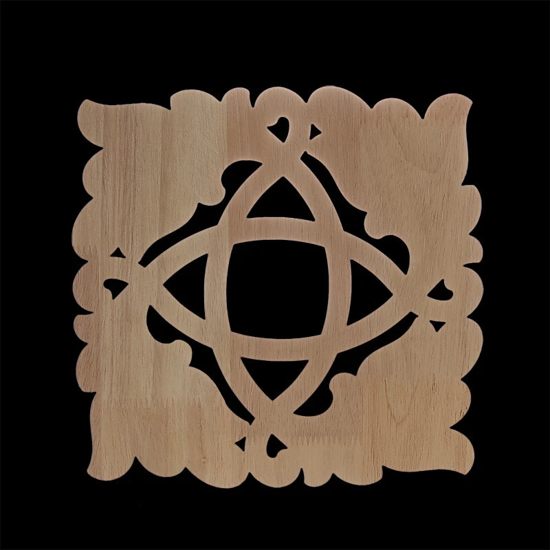 Unique Exquisite Natural Floral Wooden Carved Onlay Decal Figurines