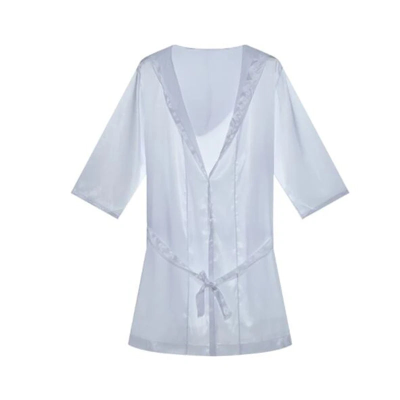 Men's Sleepwear Robe Night Clothes Silk Kimono Bathrobe Men