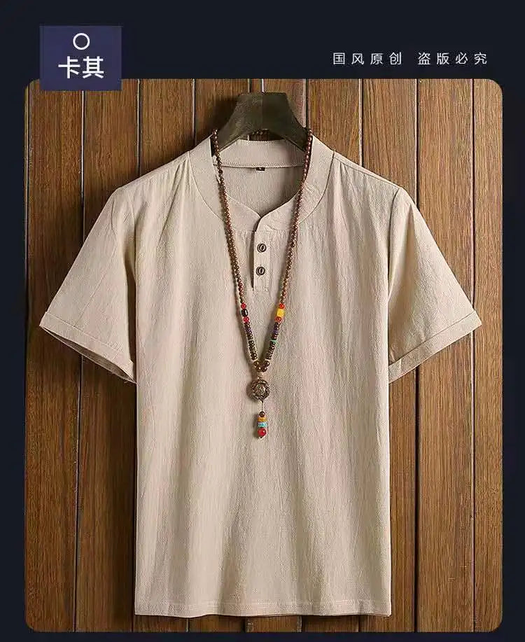 (Shirt + trousers) summer fashion men shirt Man Cotton and linen shirts