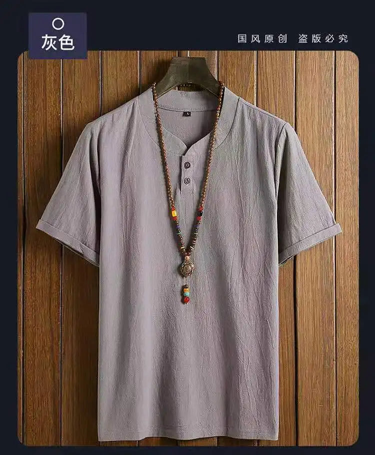 (Shirt + trousers) summer fashion men shirt Man Cotton and linen shirts