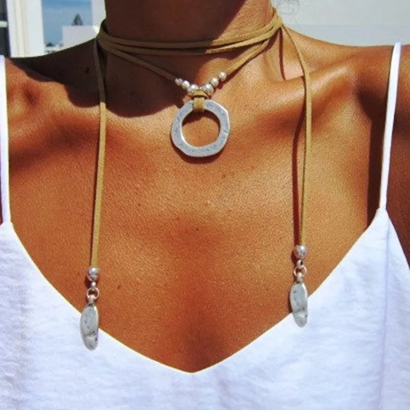 wrap necklace minimal necklace Boho jewelry