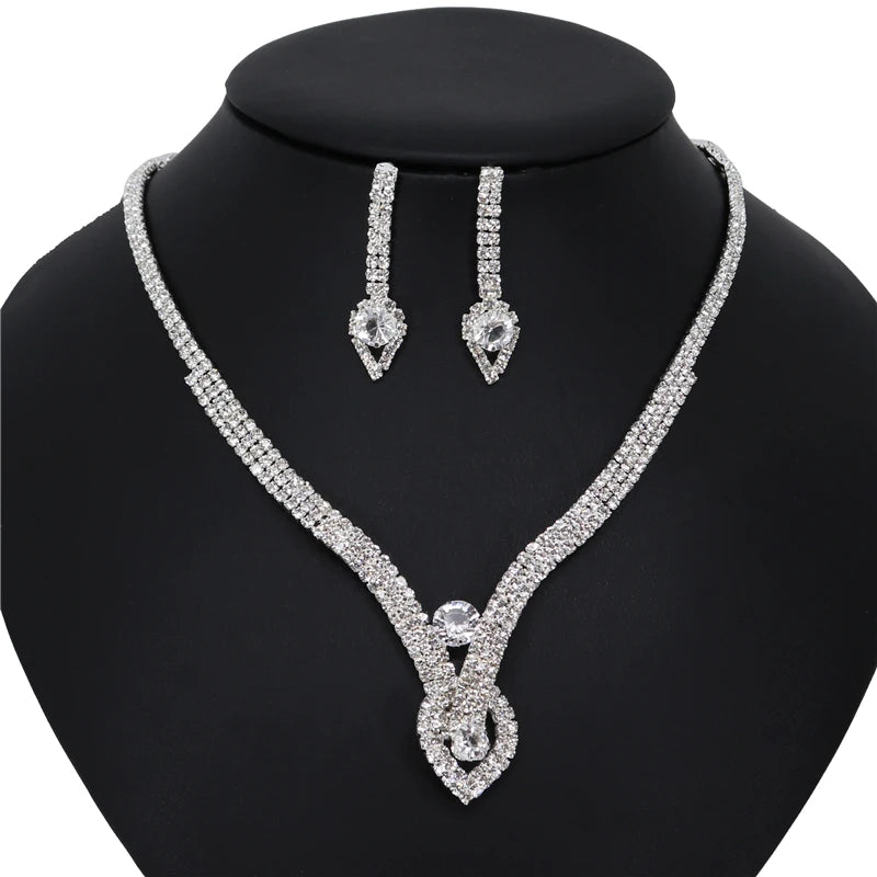 Fashion Wedding Bridal Jewelry Sets For Women Rhinestone Austrian Crystal