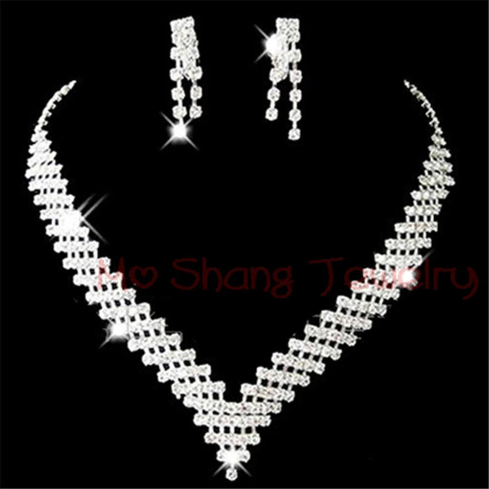 Fashion Wedding Bridal Jewelry Sets For Women Rhinestone Austrian Crystal