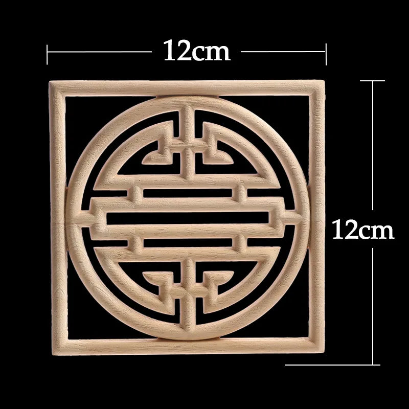 Unique Exquisite Natural Floral Wooden Carved Onlay Decal Figurines