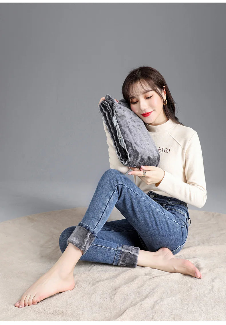 Fleece High-waist Warm Skinny Jeans