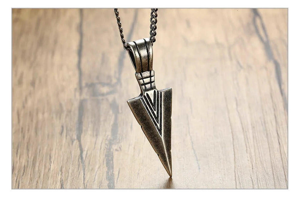 Mens Arrow Pendant Necklace for Men Stainless Steel