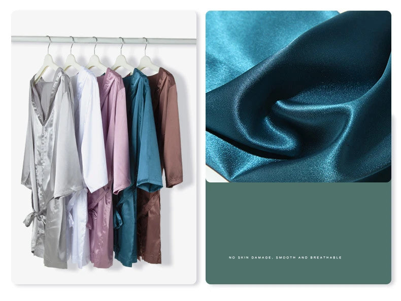 Men's Sleepwear Robe Night Clothes Silk Kimono Bathrobe Men