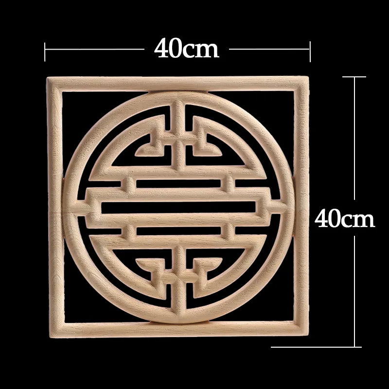 Unique Exquisite Natural Floral Wooden Carved Onlay Decal Figurines