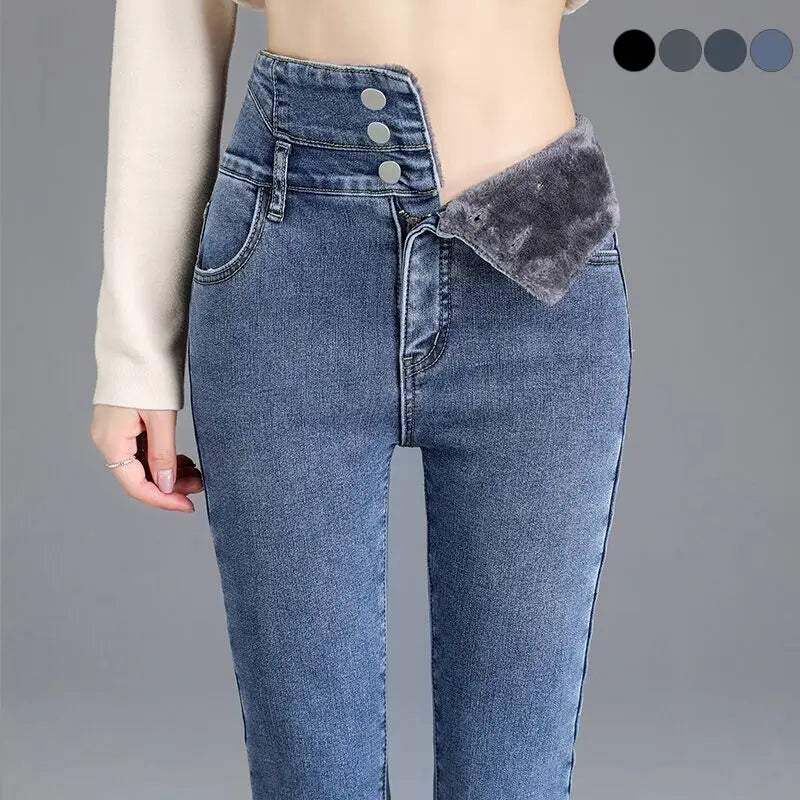 Fleece High-waist Warm Skinny Jeans