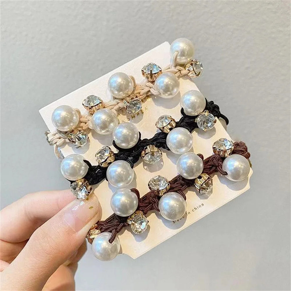 Woman Elegant Pearl Hair Ties Beads Girls Scrunchies Rubber Bands