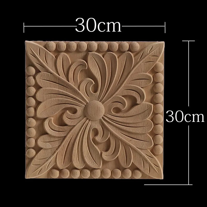 Unique Exquisite Natural Floral Wooden Carved Onlay Decal Figurines