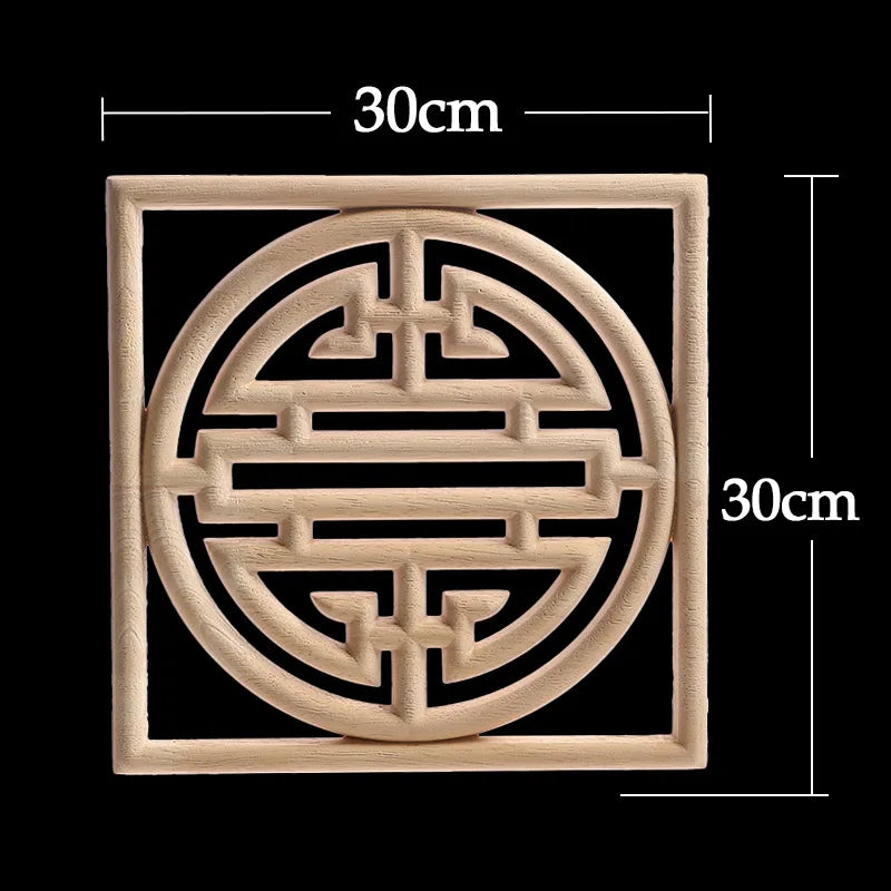 Unique Exquisite Natural Floral Wooden Carved Onlay Decal Figurines