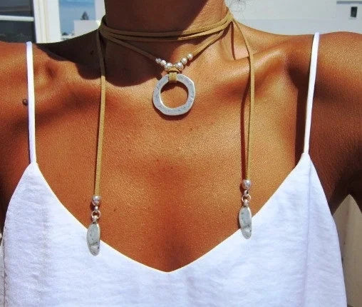 wrap necklace minimal necklace Boho jewelry