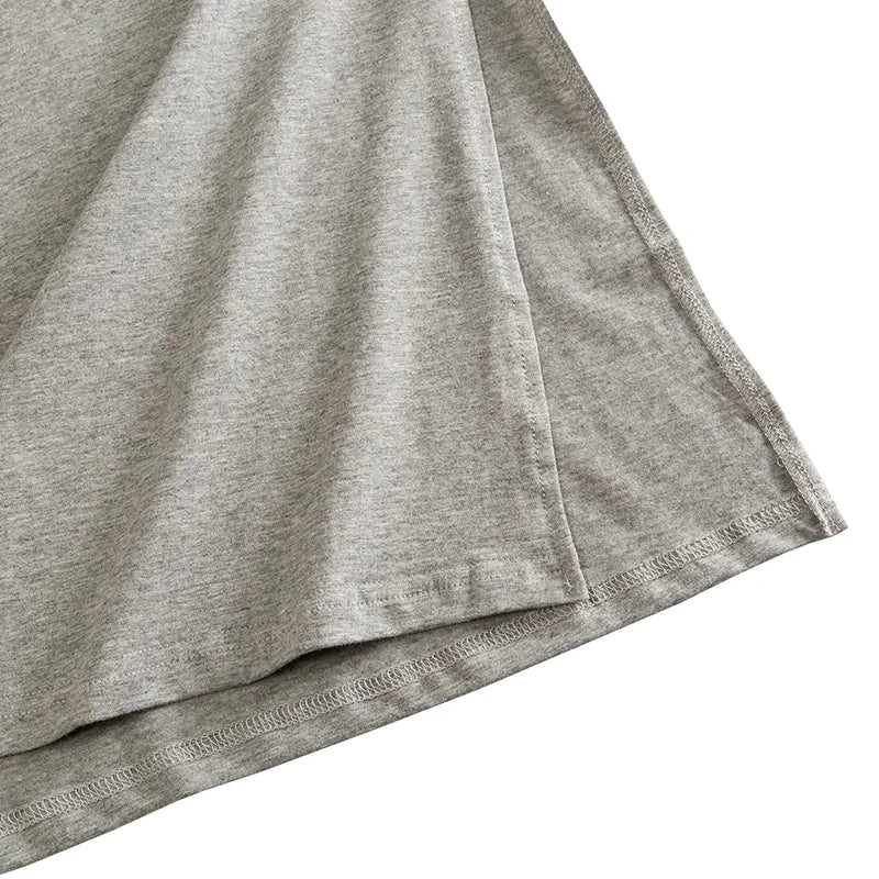 Casual Loose Short Sleeve Split Out Black Female Sexy Long Dress