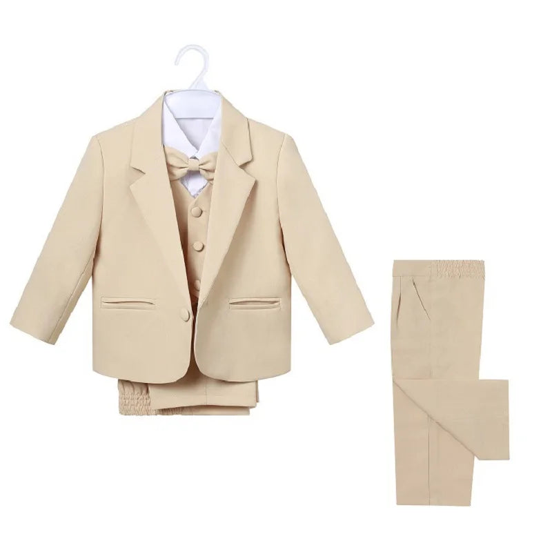 Baby Boy Formal Clothes Set Jacket+Shirt+Vest+Bowtie+Pant